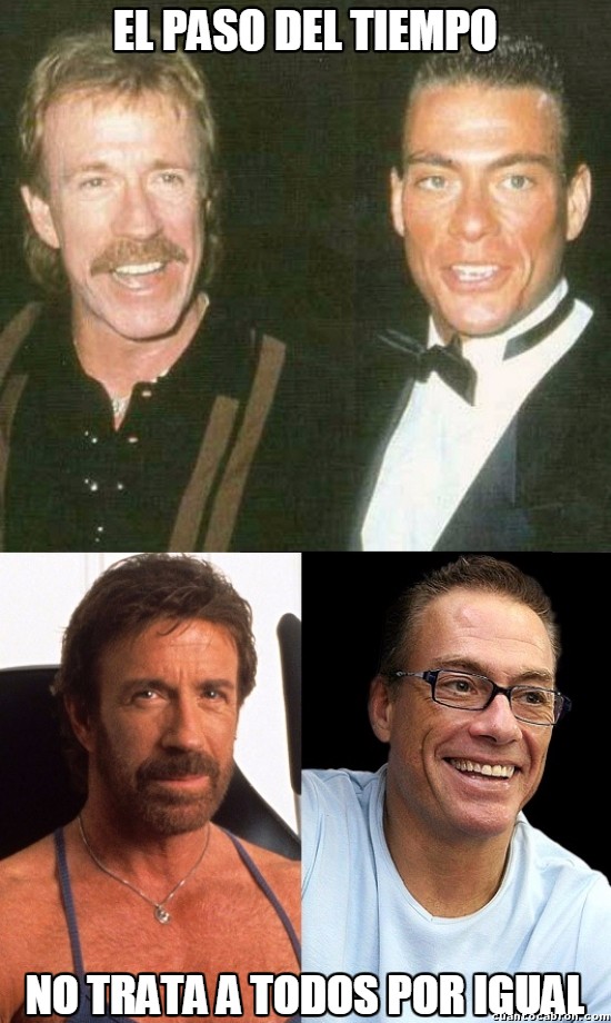 a Van Damme se le nota m&aacute;s los a&ntilde;os,actores,Chuck Norris,Chuck Norris se sigue manteniendo igual,cine,el paso del tiempo,famosos,Jean Claude Van Damme,m&aacute;s envejecido,se llevan 20 a&ntilde;os de diferencia aunque no lo parezca,uno lleva mejor los a&ntilde;os gen&eacute;ricamente hablando que el otro