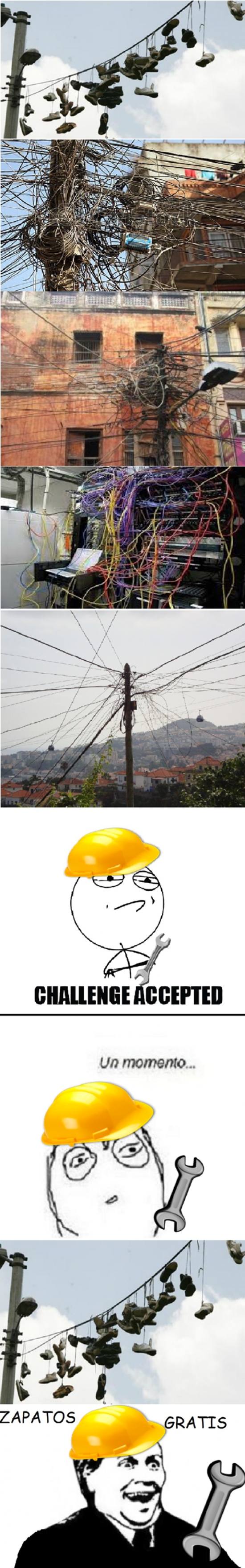 cables,challenge accepted,dif&iacute;cil,it&acute;s free