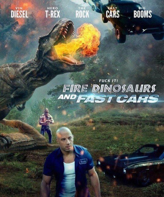 crossover,dinosaurios,fast and furious,the rock,vin diesel