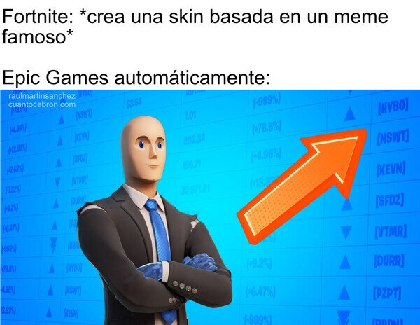 Fortnite,meme &ldquo;stonks&rdquo;,skin