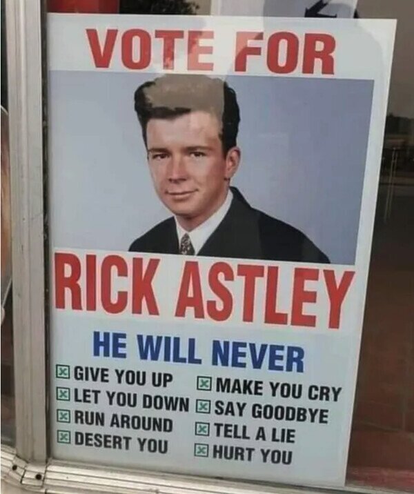 canción,elecciones,Never Gonna Give You Up,Rick Astley,votar
