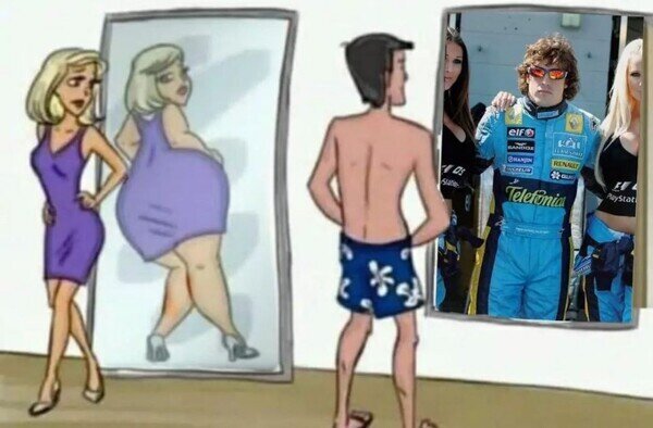 complejos,espejo,Fernando Alonso,hombre,mujeres