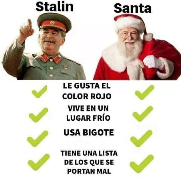 comparación,Papa Noel,parecidos,Stalin