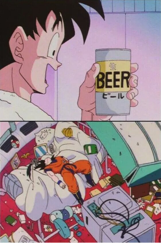 borracho,cerveza,dragon ball,goku,yo