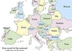 Enlace a El mapa de los países de Europa según la primera palabra de sus himnos