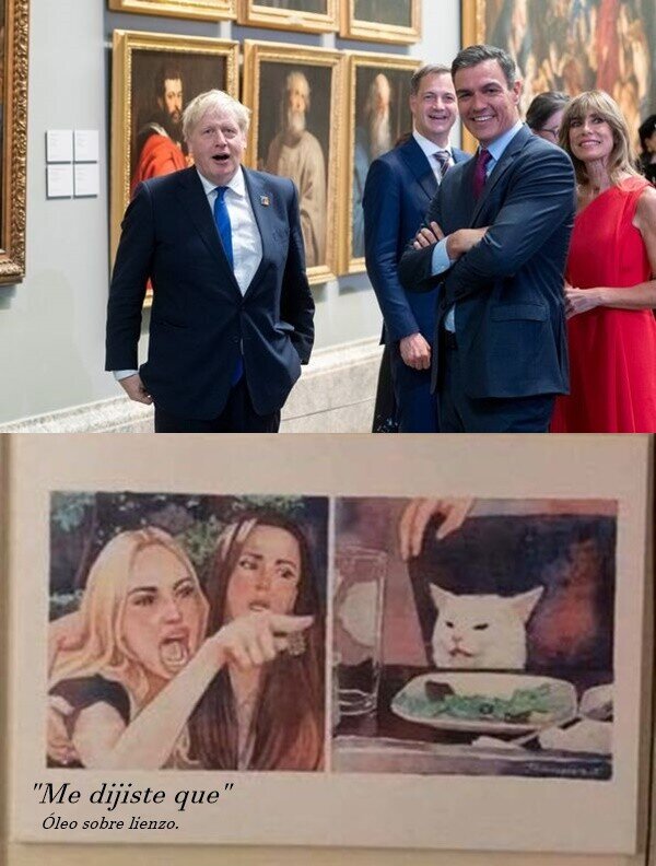 Boris Johnson,cuadro,gato,Madrid,meme,museo,OTAN,Pedro Sánchez,Prado