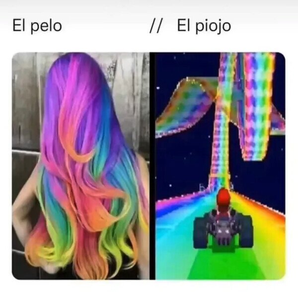 arcoíris,colores,Mario Kart,pelo,piojos,senda