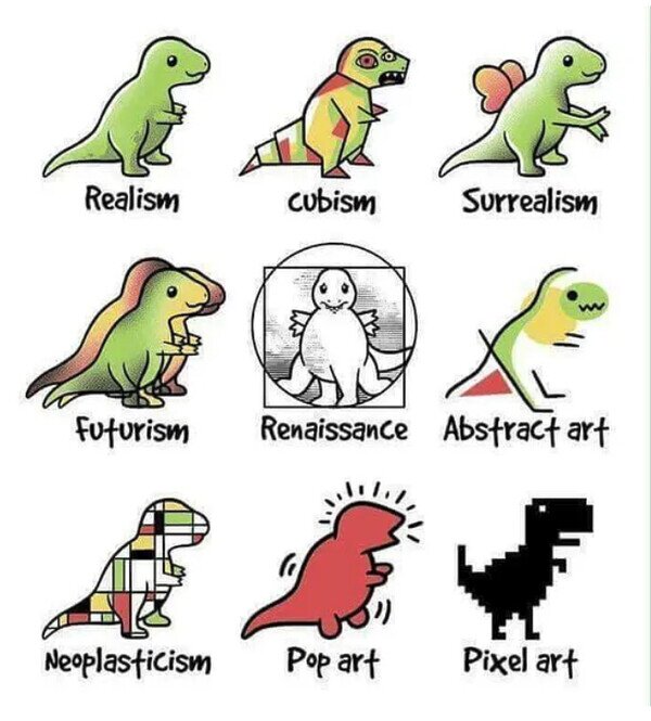 arte,dinosaurio,estilos