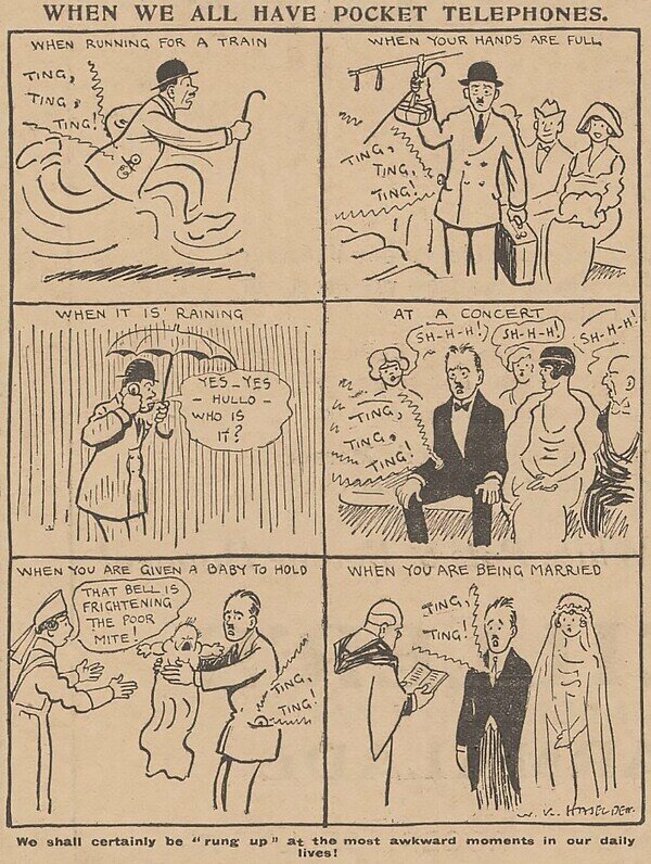 Meme_otros - La tira cómica de 1919 sobre cómo sería nuestra vida con teléfonos móviles