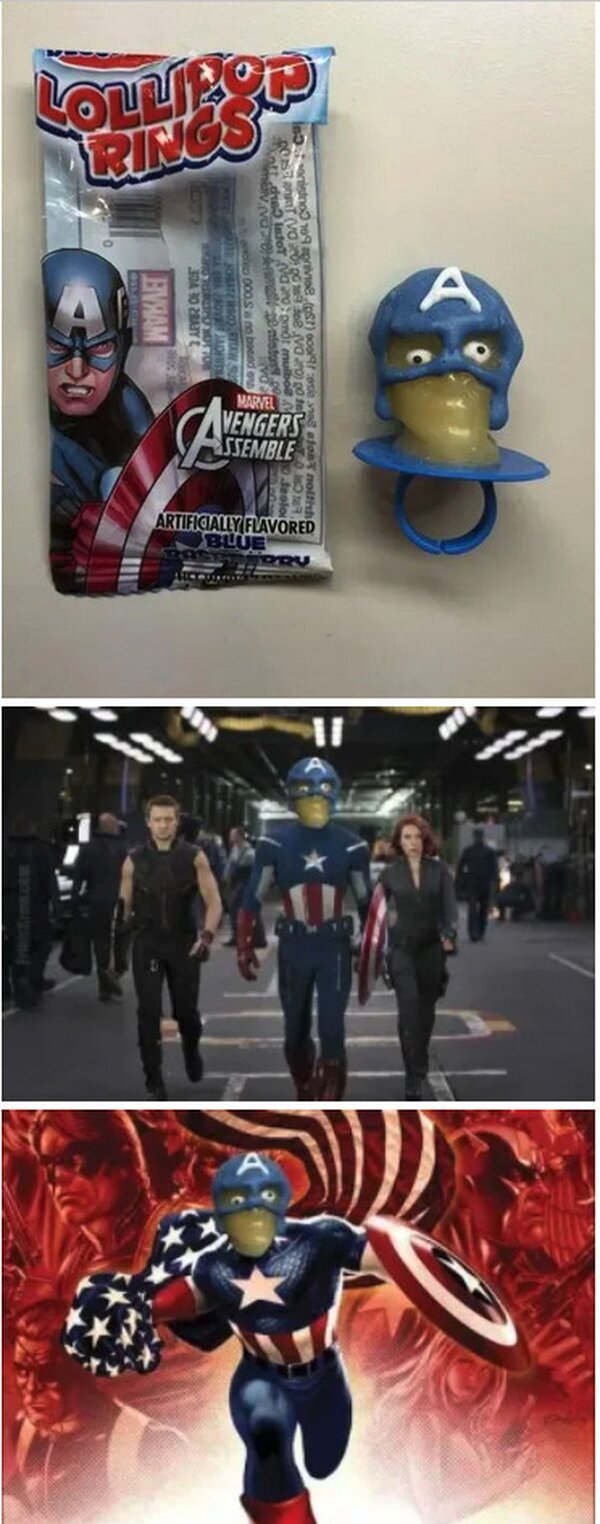 Avengers,Capitán América,chupete,golosina