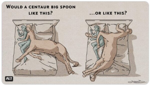 Meme_otros - ¿Cómo dormiría en pareja un centauro?