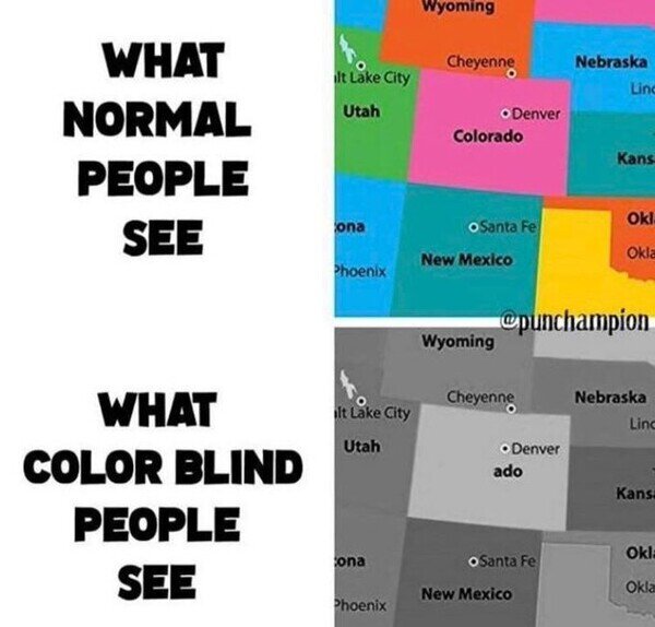 Meme_otros - Lo que ve la gente que no distingue los colores