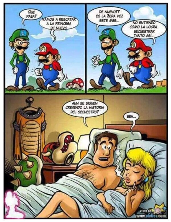 Bowser,Luigi,mentira,princesa,Super Mario