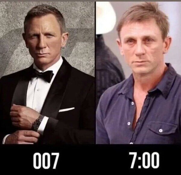 007,7AM,cara,Daniel Craig,levantarse