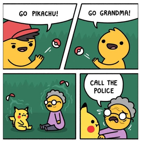 abuela,pikachu,pokemon,policía