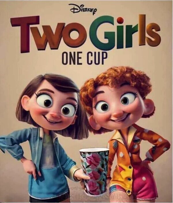 1 Cup,2 Girls,Disney,wtf