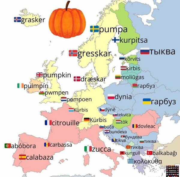 calabaza,Europa,Halloween,idiomas,países