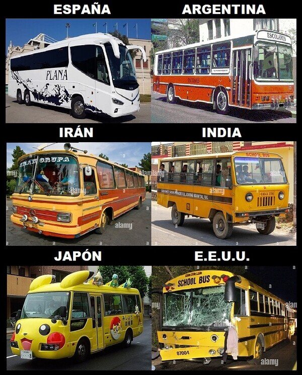 Meme_otros - Autobuses escolares en el mundo...