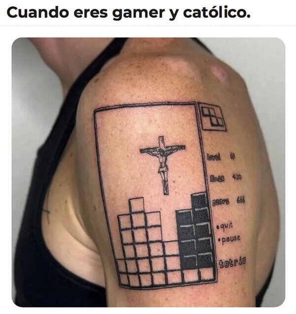 católico,cruz,gamer,tatuaje,tetris