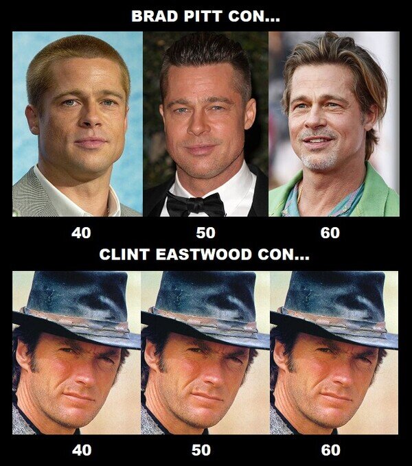 años,Brad Pitt,Clint Easwood,diferencias,envejecer