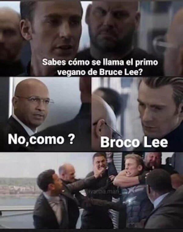 Bruce Lee,Capitán América,humor,primo,vegano