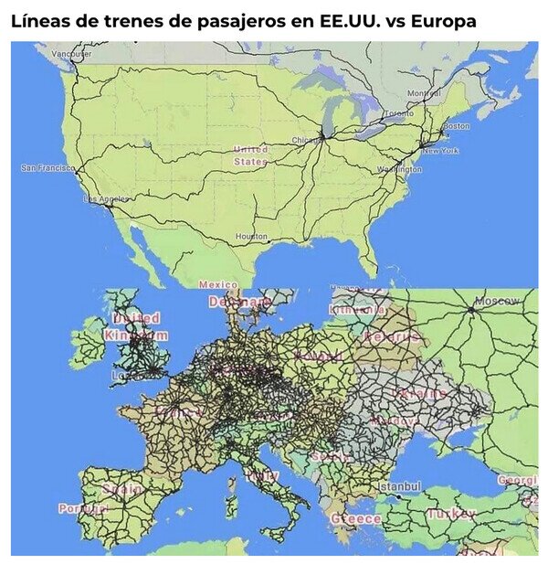 EEUU,Europa,líneas,mapas,tren,vías