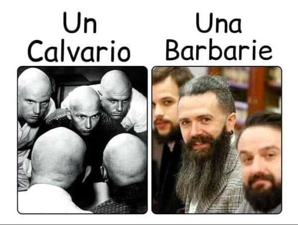 barbarie,barbas,calvario,calvos,tontería