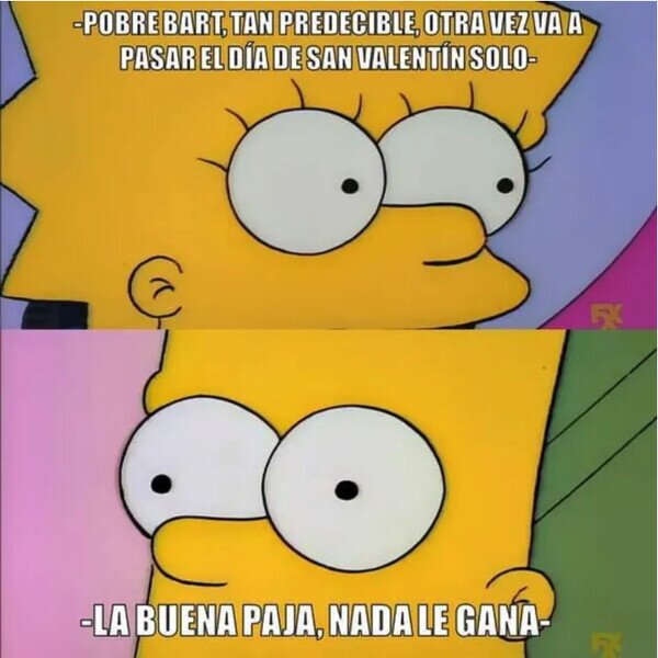 Bart,fap,Lisa,San Valentín,solo