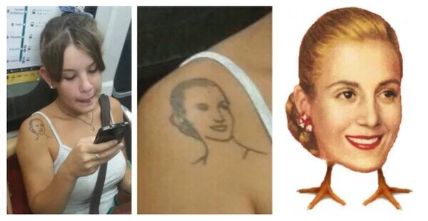 cabeza,mujer,pollo,tatuaje