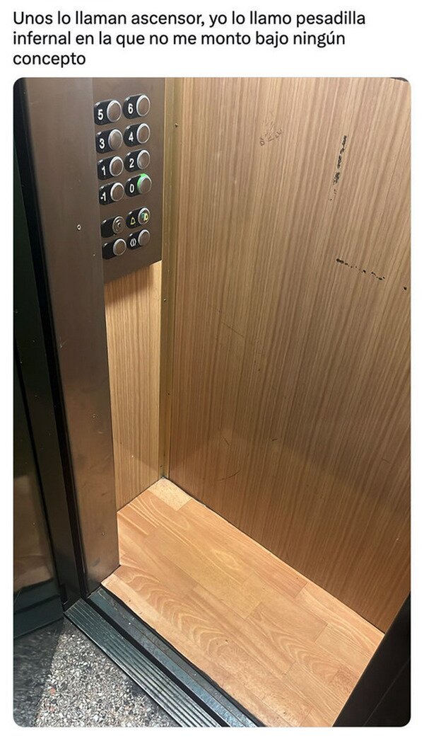 Meme_otros - ¿Te subirías a este medio ascensor?
