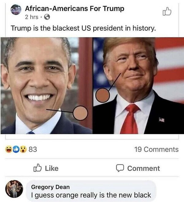 naranja,negro,Obama,Trump