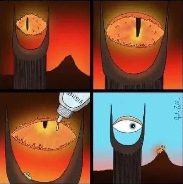 Meme_otros - El ojo de Sauron solo necesitaba colirio