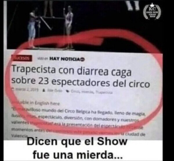 circo,diarrea,show,sucesos,trapecista