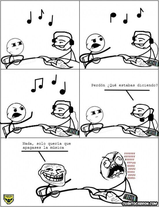 Trollface - Trolleando a los que escuchan música a toda pastilla