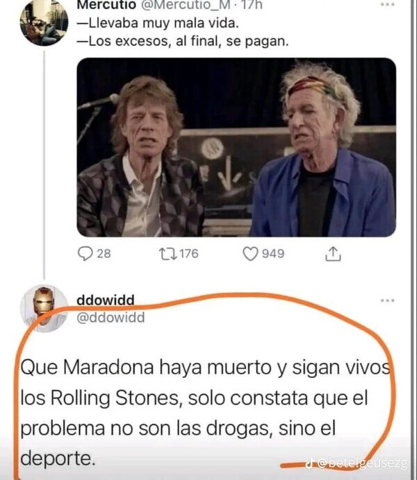 deporte,drogas,Maradona,Rolling Stones