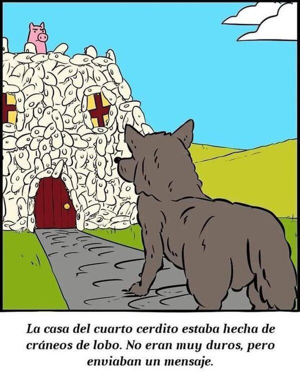 casa,cerditos,cráneos,lobo