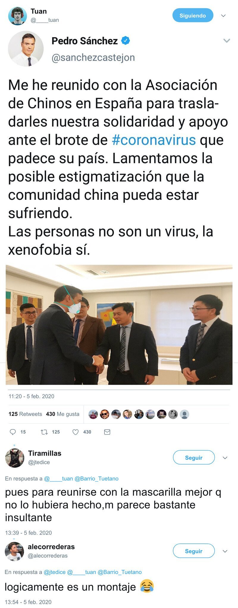 1037 - Cuando te tragas con patatas un montaje de Pedro Sánchez con mascarilla anti-coronavirus