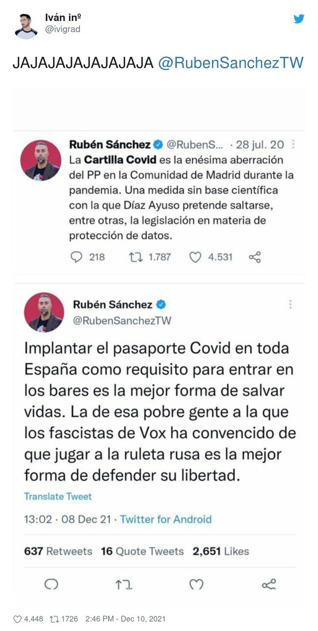24193 - Rubén Sánchez se lleva un autozasca y queda como un tonto por el pasaporte covid, por @ivigrad