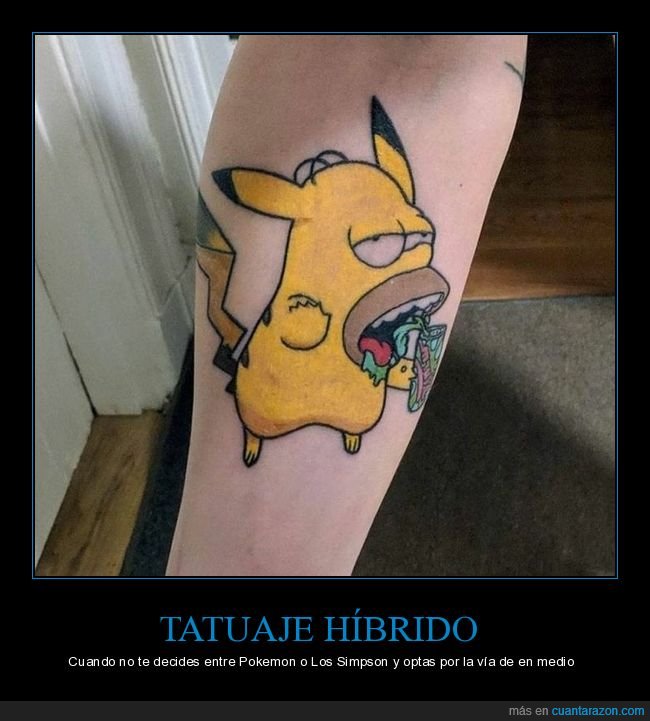 tatuaje,pikachu,homer,pokemon,simpsons