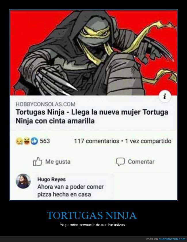 tortugas ninja,mujer,pizza,comentario,facebook