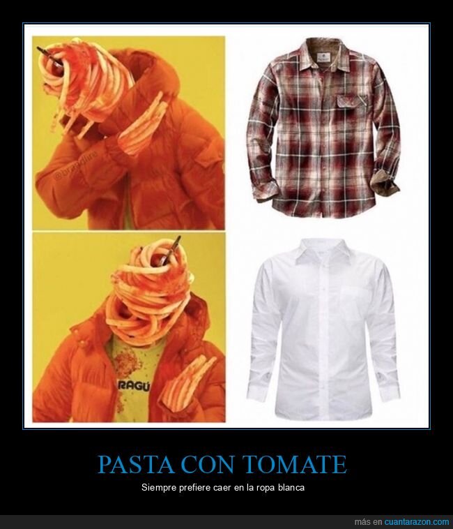 espaguetis,camisas,blanca