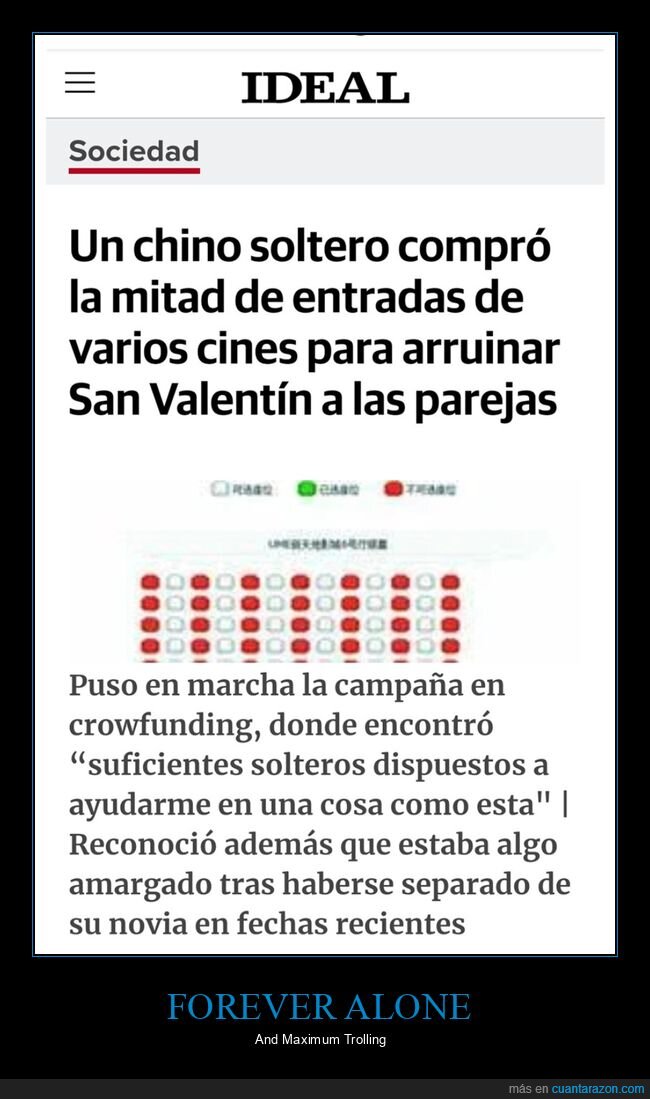 chino,soltero,comprar,entradas,cines,san valentín,parejas,trolling
