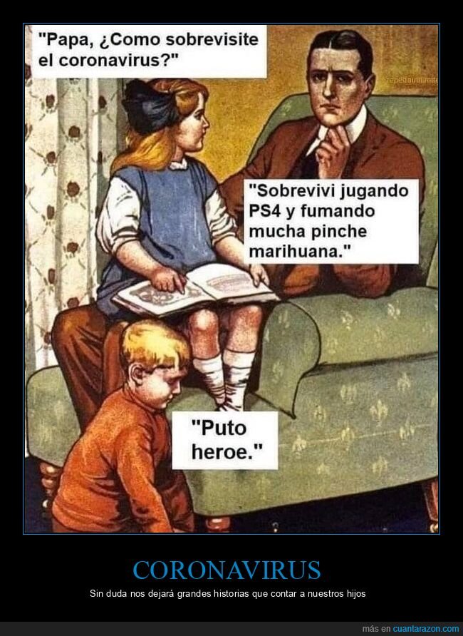 padre,hijos,coronavirus,sobrevivir,jugando,fumando