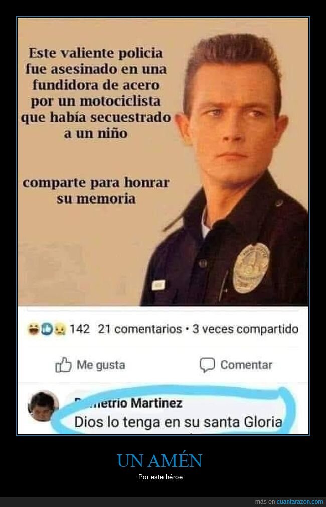 policía,asesinado,fundición,honrar,facebook,t1000,terminator