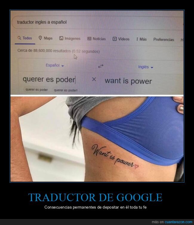 querer es poder,tattoo,tattoo fail,traductor