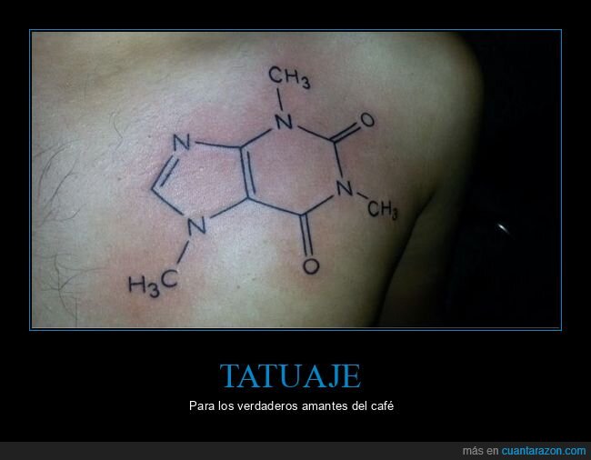 café,cafeína,molécula de cafeína,tatuaje