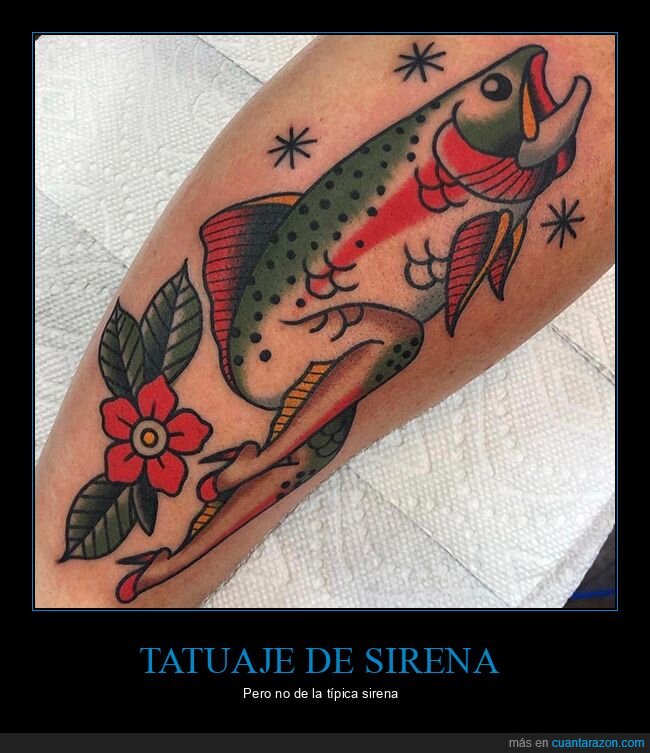 al revés,pez,sirena,tatuaje