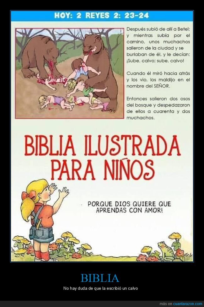 biblia,burlarse,calvo,niños,osos