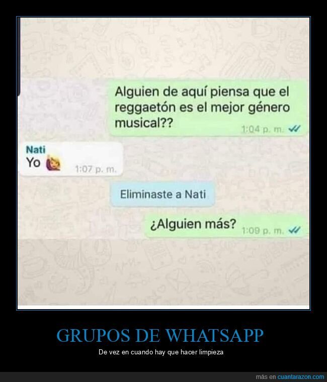 eliminar,género musical,grupo de whatsapp,reggaetón