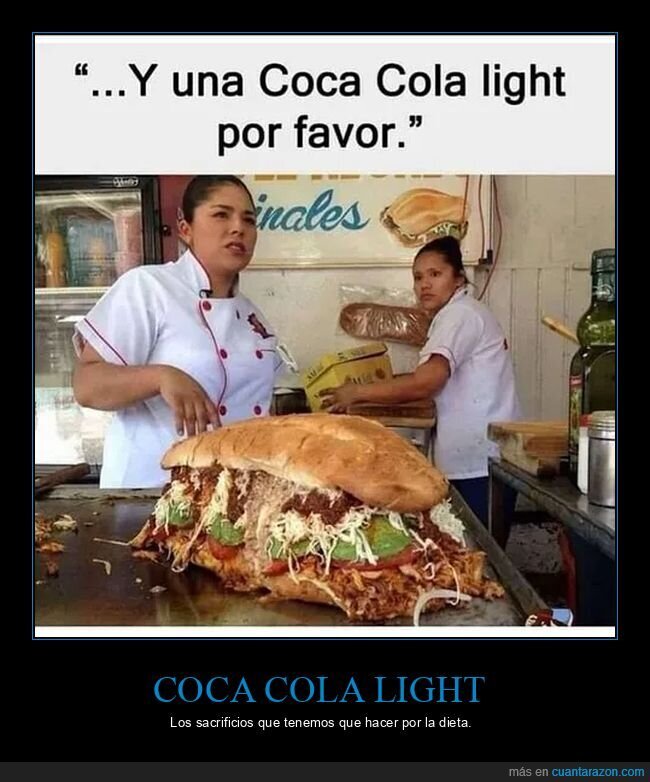 dieta,coca cola light,bocadillo,gigante